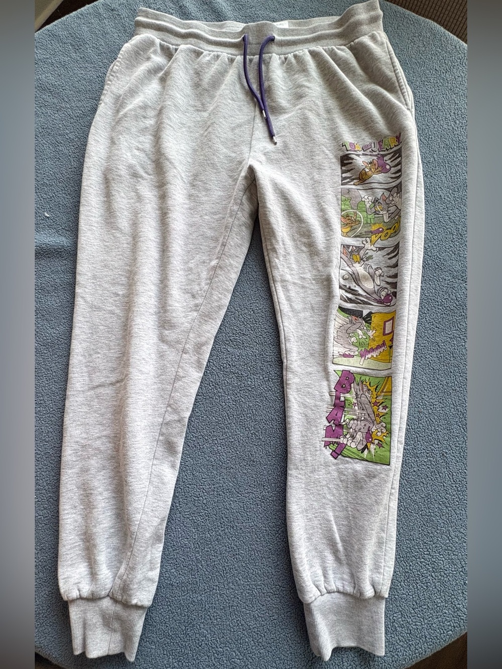 Tom & Jerry Gray Comic Print Fleece Joggers Women’s XXL